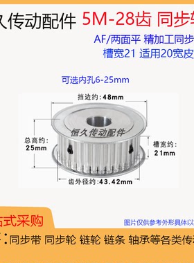 两面平同步轮5M28齿/T 槽宽21 AF型 铝合金 同步皮带轮 AF21