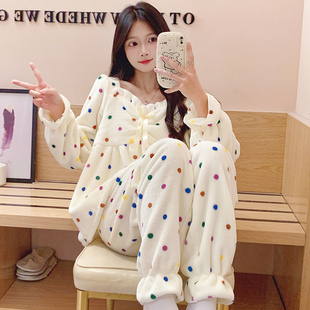 睡衣女款冬季珊瑚绒长袖甜美可爱秋冬款家居服法兰绒加厚冬天套装