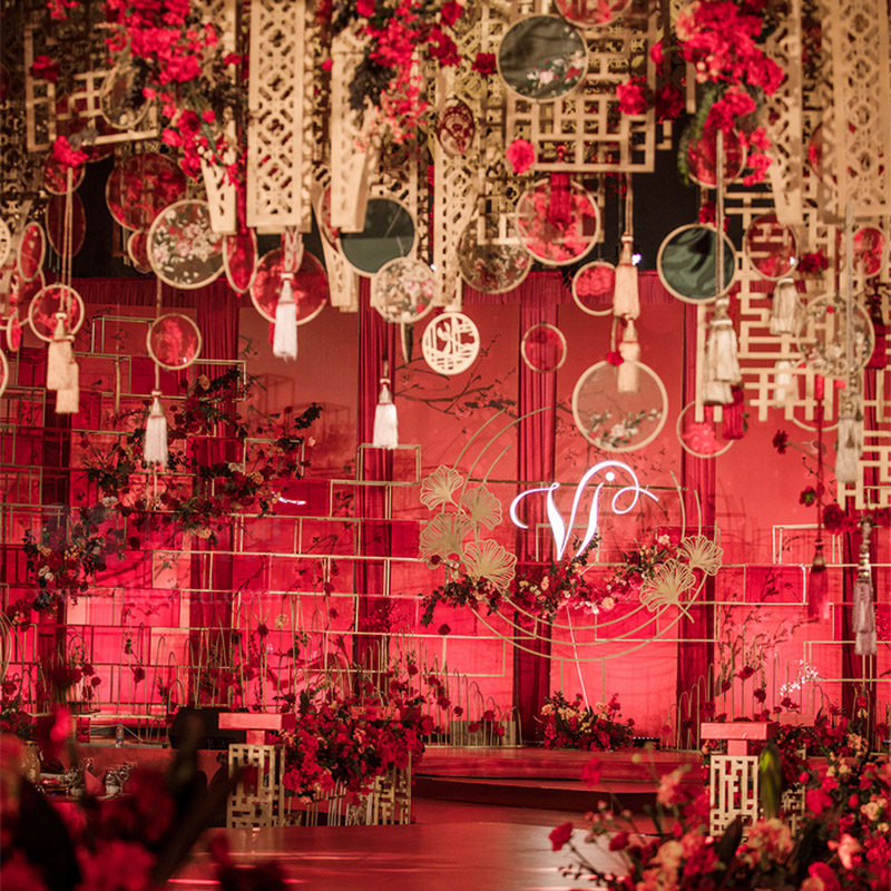 中式婚庆吊顶流苏穗子中国风挂饰中国结婚礼舞台背景装饰古风挂件