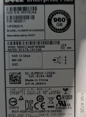 议价DELL SC康贝 960G SAS 2.5寸SSD存储固态