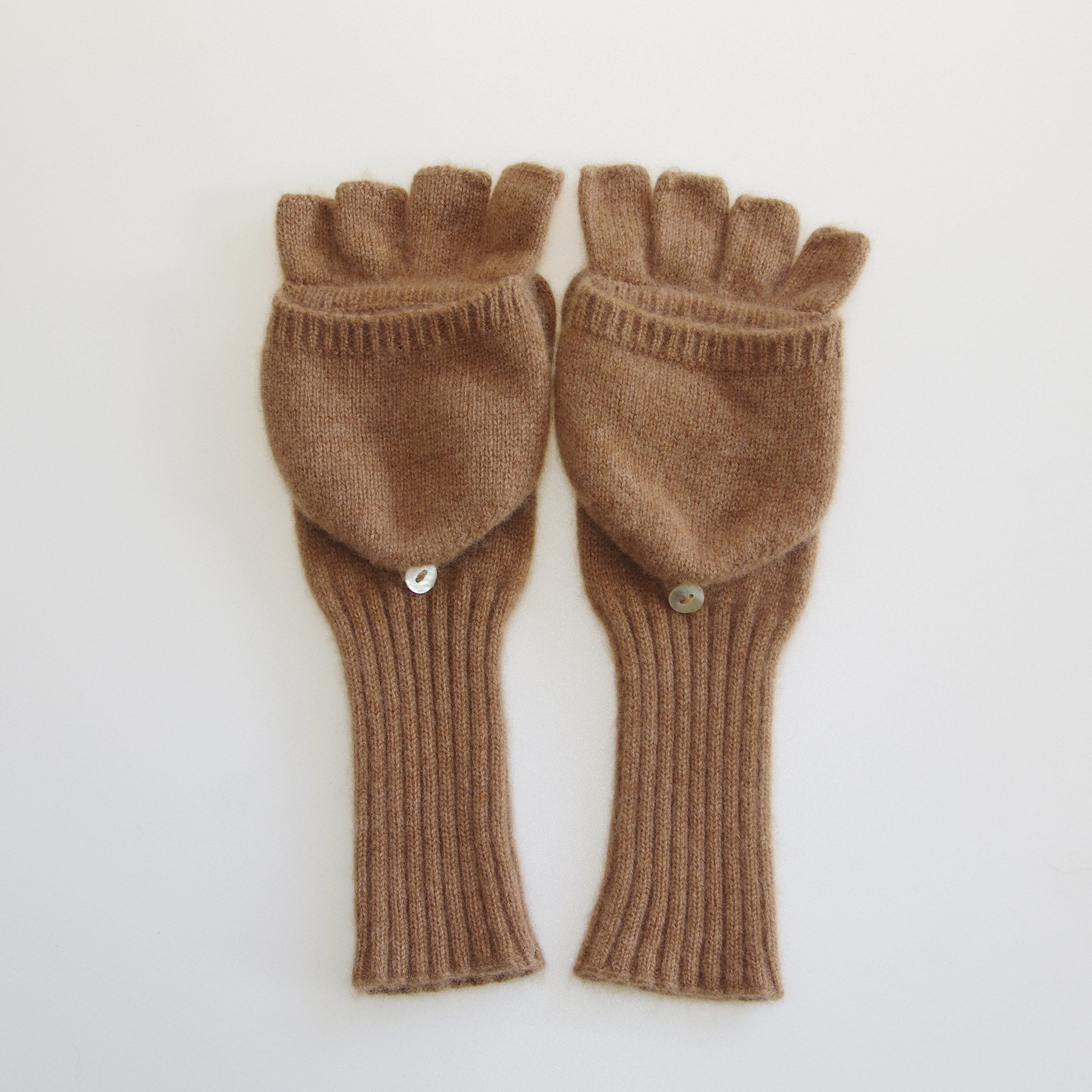 秋冬御寒新款手套软长罗纹分指羊绒翻盖半指手套女士触屏保暖防寒