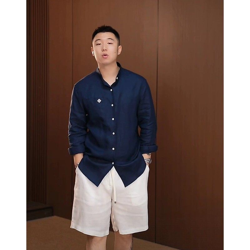 丁叔叔LP铁牌亚麻舒适衬衫