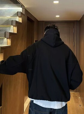 XDZZ二狗25ss秋季时尚简约百搭纯色宽松连帽卫衣外套W9909休闲