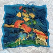 欧版 高品质潮流时尚 1116 围巾方巾披肩银杏叶印花丝巾直播款