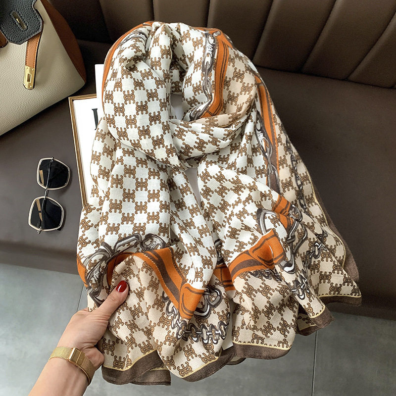 火凤凰-棉麻围巾女秋冬季新款韩版文艺撞色百搭丝巾薄款纱巾保暖