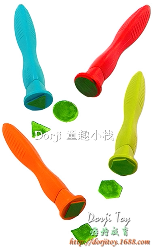 幼儿园儿童塑胶手柄印章绘画涂鸦几何图章拓印DIY美术材料4支