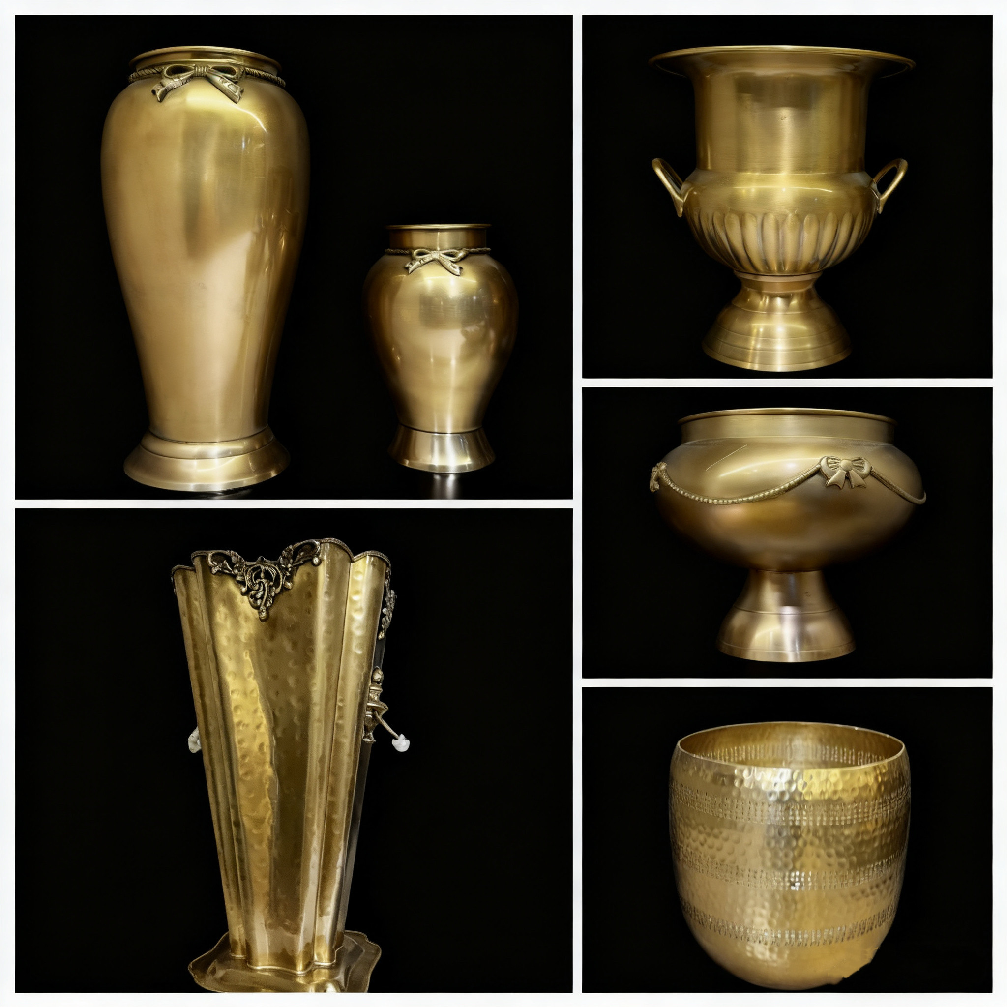 欧美式铜花瓶法式奖杯花器金色花盆古典奢华餐桌茶几玄关桌面摆件