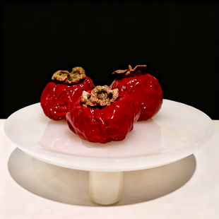 现代侘寂白玉石托盘花器果盘酒店样板房客厅售楼处摆件