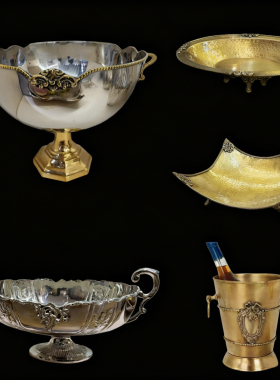 进口手工黄铜红酒桶冰桶家用酒吧餐厅样板间金属酒桶果盘欧式摆件