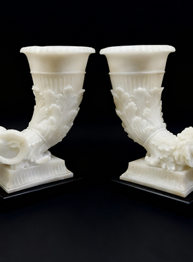 复古狮头花器摆件客厅玄关电视柜桌面欧式古典干花插花花瓶装饰品