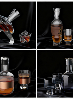 现代轻奢威士基洋酒具酒红酒醒酒器套装水晶玻璃酒器样板间摆件