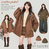 巴恩风拼皮夹克 复古麂皮绒廓形风衣外套2026春季 KEIKO 正反两穿