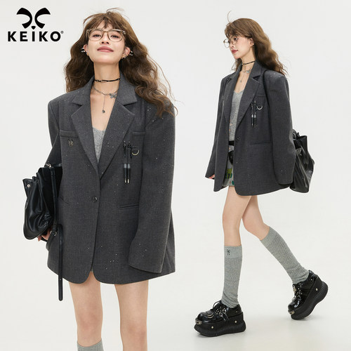 KEIKO高级感廓形灰色西装外套