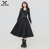 可拆蝴蝶结连衣裙春季 KEIKO 气质法式 赫本风漂亮收腰显瘦A字裙子