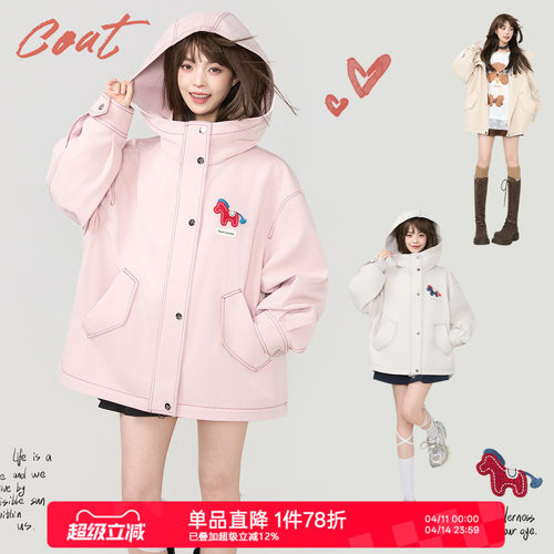 KEIKO小马刺绣机能连帽风衣女