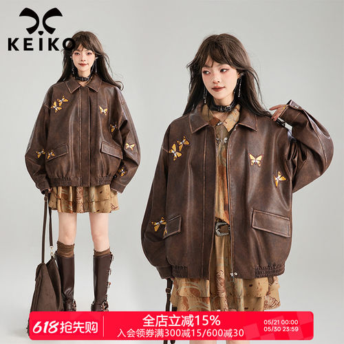凯莉欧美拉德复古休闲皮衣外套