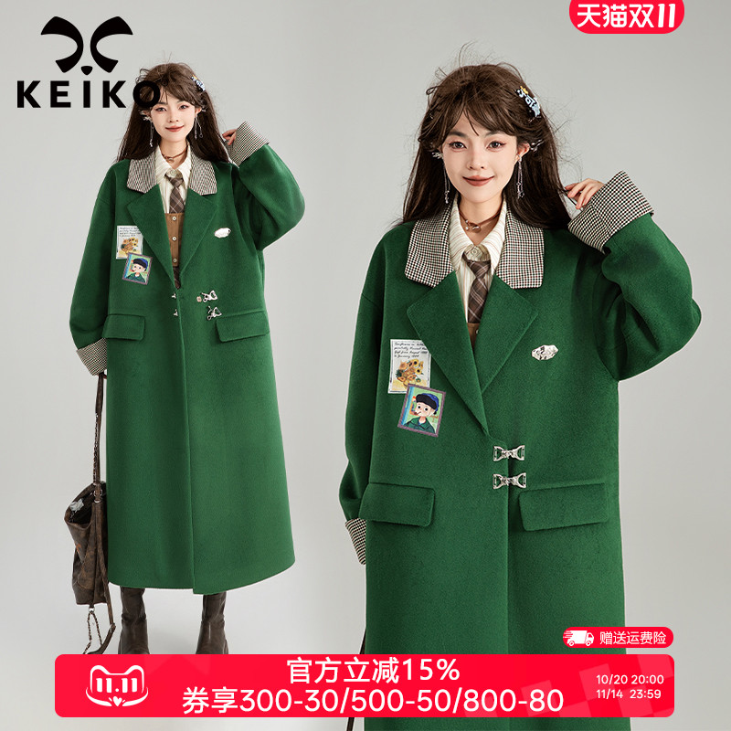 凯莉欧复古英伦中长款毛呢大衣