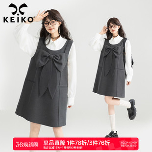KEIKO 轻法风春日叠搭灰色无袖连衣裙26春季格雷系背心裙子背带裙