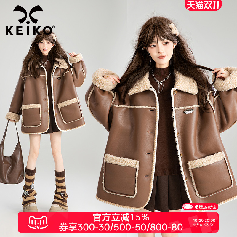 凯莉欧环保皮草羊羔毛加绒棉服