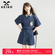 KEIKO 可甜可盐轻薄牛仔连衣短裤25夏季帅气少年感显瘦工装连体裤