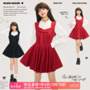 连衣裙早春新年战袍蓬蓬礼服公主裙 千金风蝴蝶结饰无袖 KEIKO 法式