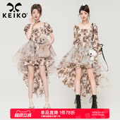 战损玫瑰法式 假日出游显瘦公主裙蓬蓬裙子 复古拖尾连衣裙2026夏季