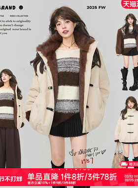 KEIKO[皮草内胆] 毛毛内里短款立领棉服外套冬季蓄热保暖加厚棉袄