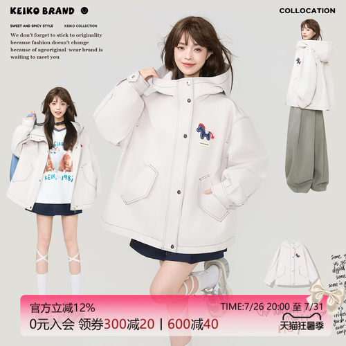 KEIKO机能量感廓形连帽风衣外套