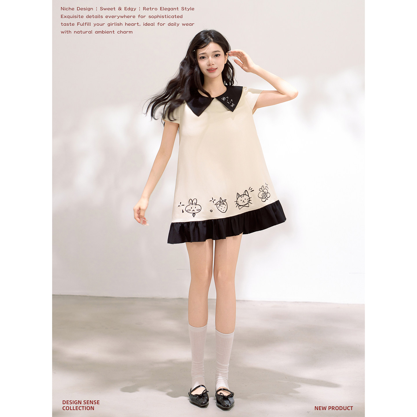 KEIKO智趣少女风刺绣图案连衣裙图片