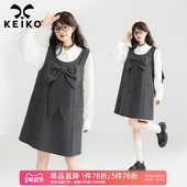 连衣裙26春季 KEIKO 轻法风春日叠搭灰色无袖 格雷系背心裙子背带裙
