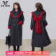 羊毛呢大衣秋冬静奢风长款 KEIKO 设计感云肩式 廓形双排扣呢子外套