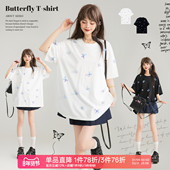 t恤女25夏季 KEIKO 3D立体蝴蝶绣甜系短袖 出游出片穿搭设计感上衣