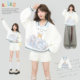 轻运动白色卫衣套装 女2026春季 学院撞色翻领上衣 KEIKO 休闲短裤