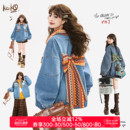 廓形棉服夹克 巨好看 KEIKO 少年感织花蝴蝶结饰牛仔外套秋冬新款
