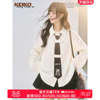 KEIKO[赠领带] 宫廷风拿破仑白色长袖衬衫秋季气质莱赛尔亚麻上衣