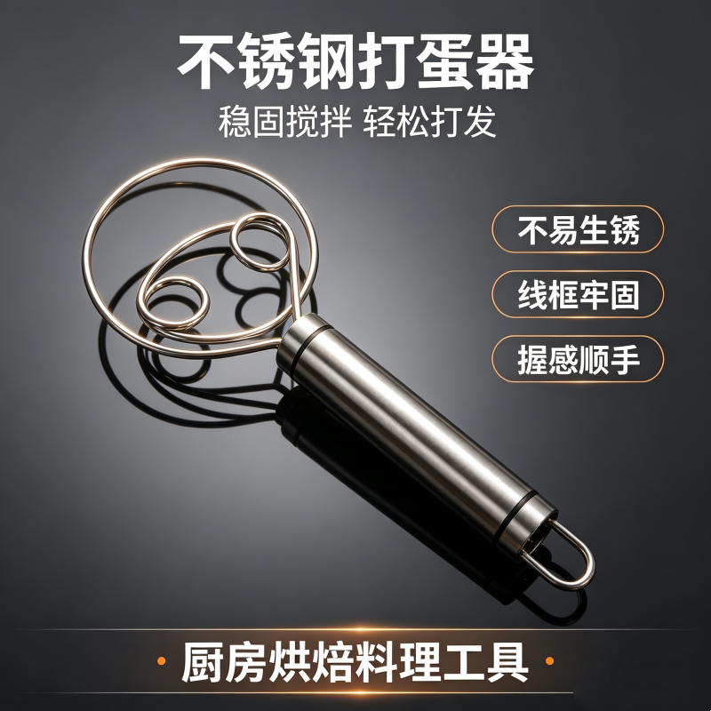 面粉搅拌棒304不锈钢线圈打蛋器手动奶油搅拌棍家用烘焙工具
