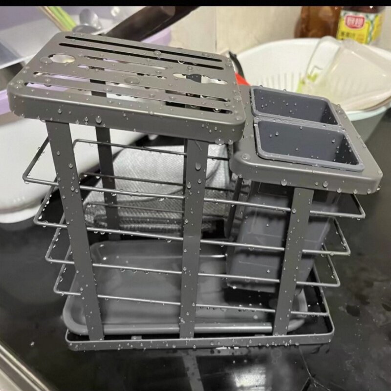 厨房台面多功能刀架置物架放刀具刀座家用筷笼一体菜刀沥水收纳架