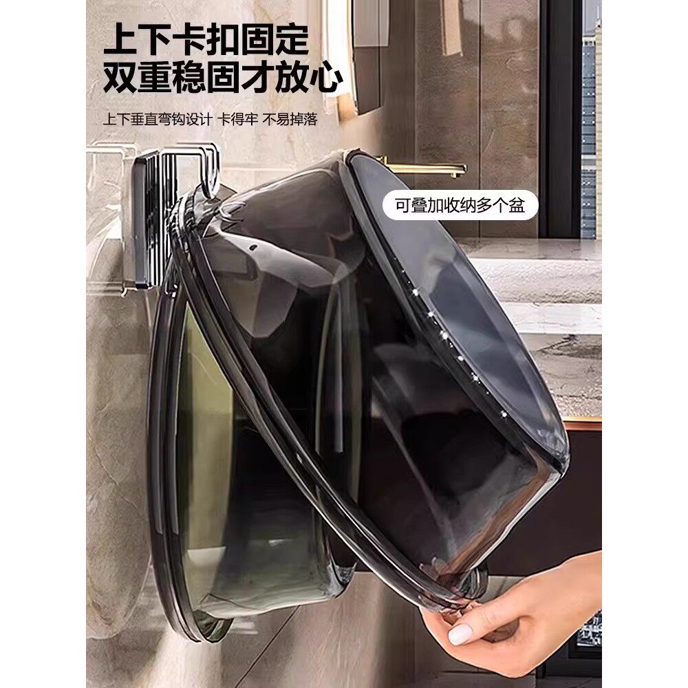 不锈钢脸盘架免打孔壁挂式卫生间收纳家用置物架宿舍厕所脸盆挂钩