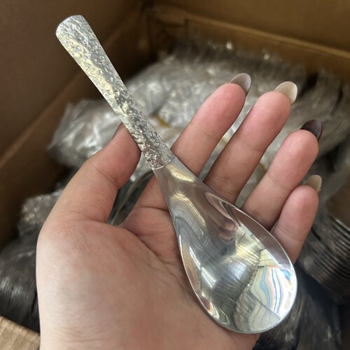 加厚勺子岩纹伯爵勺轻奢高颜值家用汤匙甜品勺调羹蜂窝纹吃饭勺子