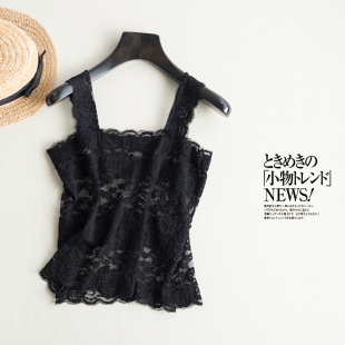 内搭 百搭聚拢黑色性感蕾丝吊带防走光西装 织其衣2026四季 通用大码
