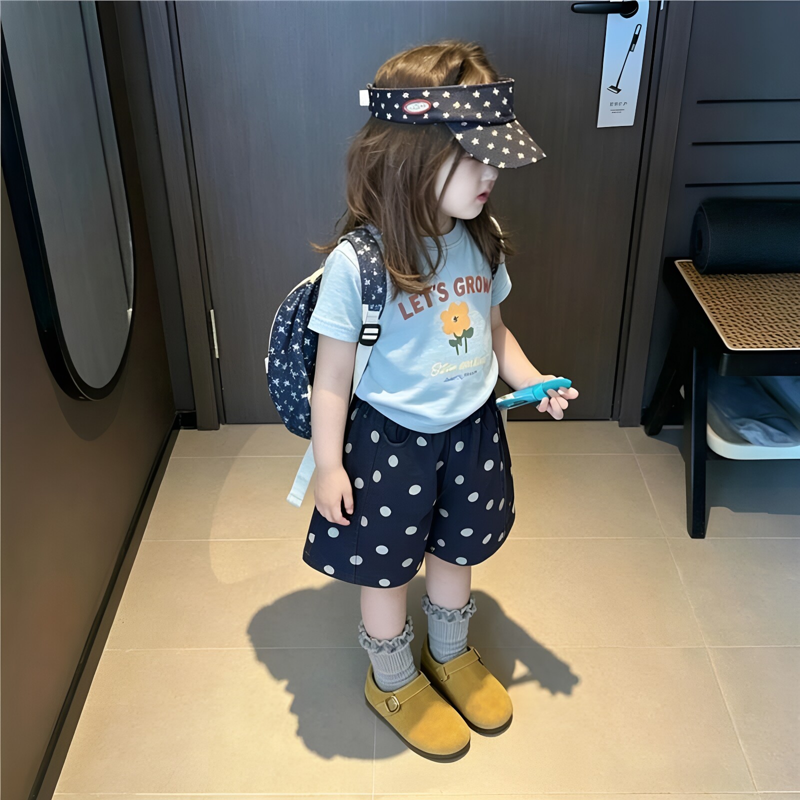 女童夏季韩版套装女孩宝宝字母花朵印花软糯上衣波点短裤泳两件套