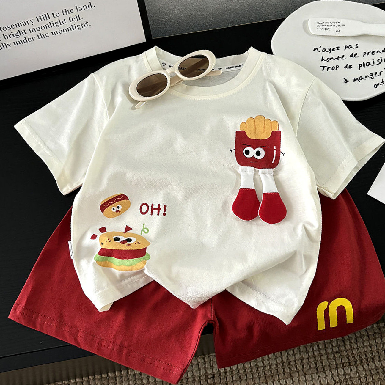 儿童宝宝2025夏季洋气卡通短袖套装中大童男女童上衣短裤两件套