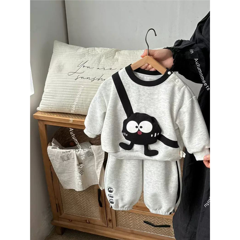 儿童宝宝春秋季新款洋气卡通卫1衣套装男女童上衣裤子两件套秋装