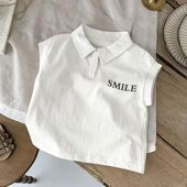 潮J9 童装 男女童宝宝背心POLO上衣2025夏季 休闲印花儿童宝宝无袖