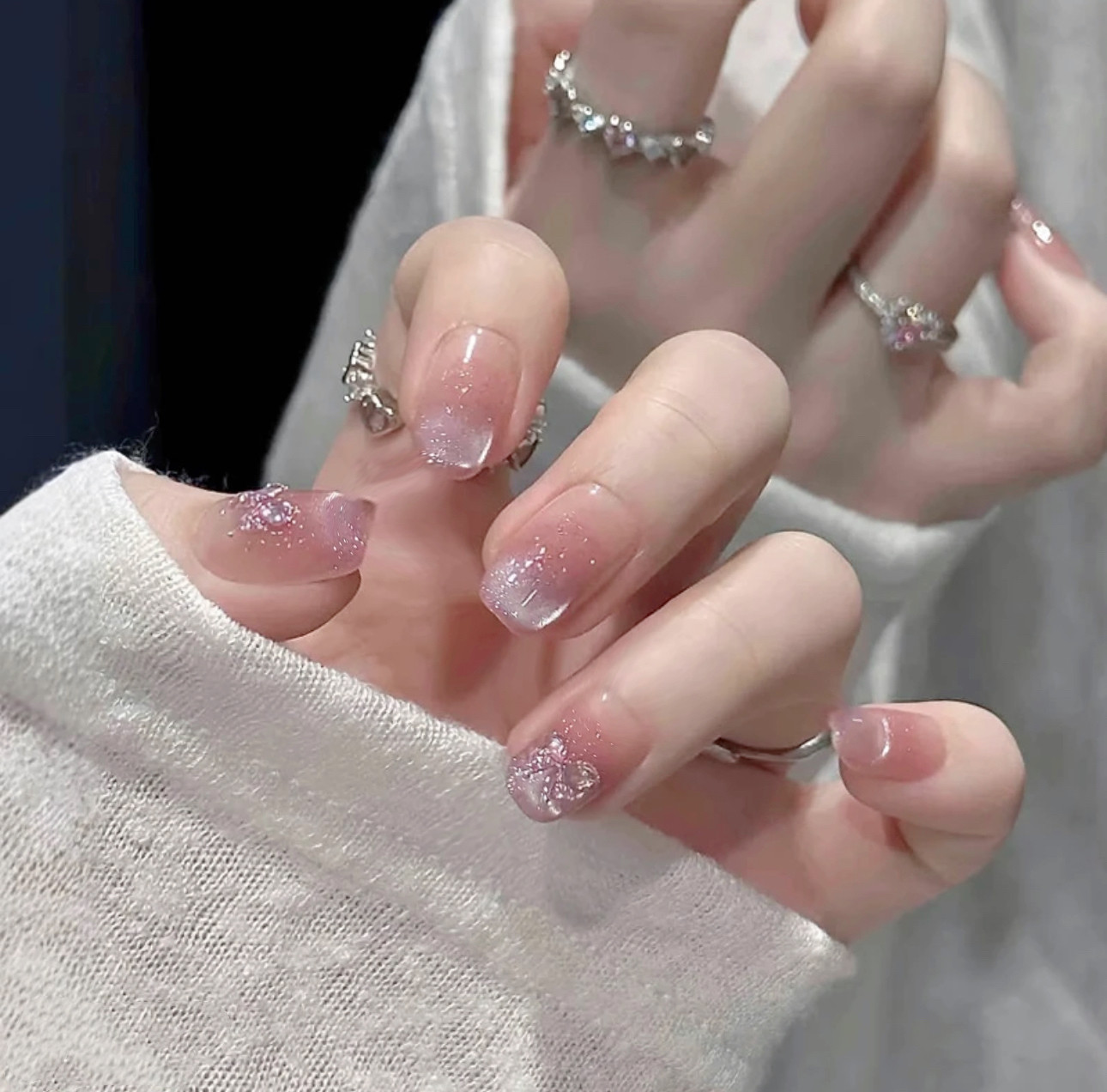 【梦枕星河】纯手工穿戴甲春夏冰透渐变猫眼显白百搭高级美甲,彩妆/香水/美妆工具,穿戴甲/甲片,淘宝优惠券,粉丝福利购,淘宝优惠卷