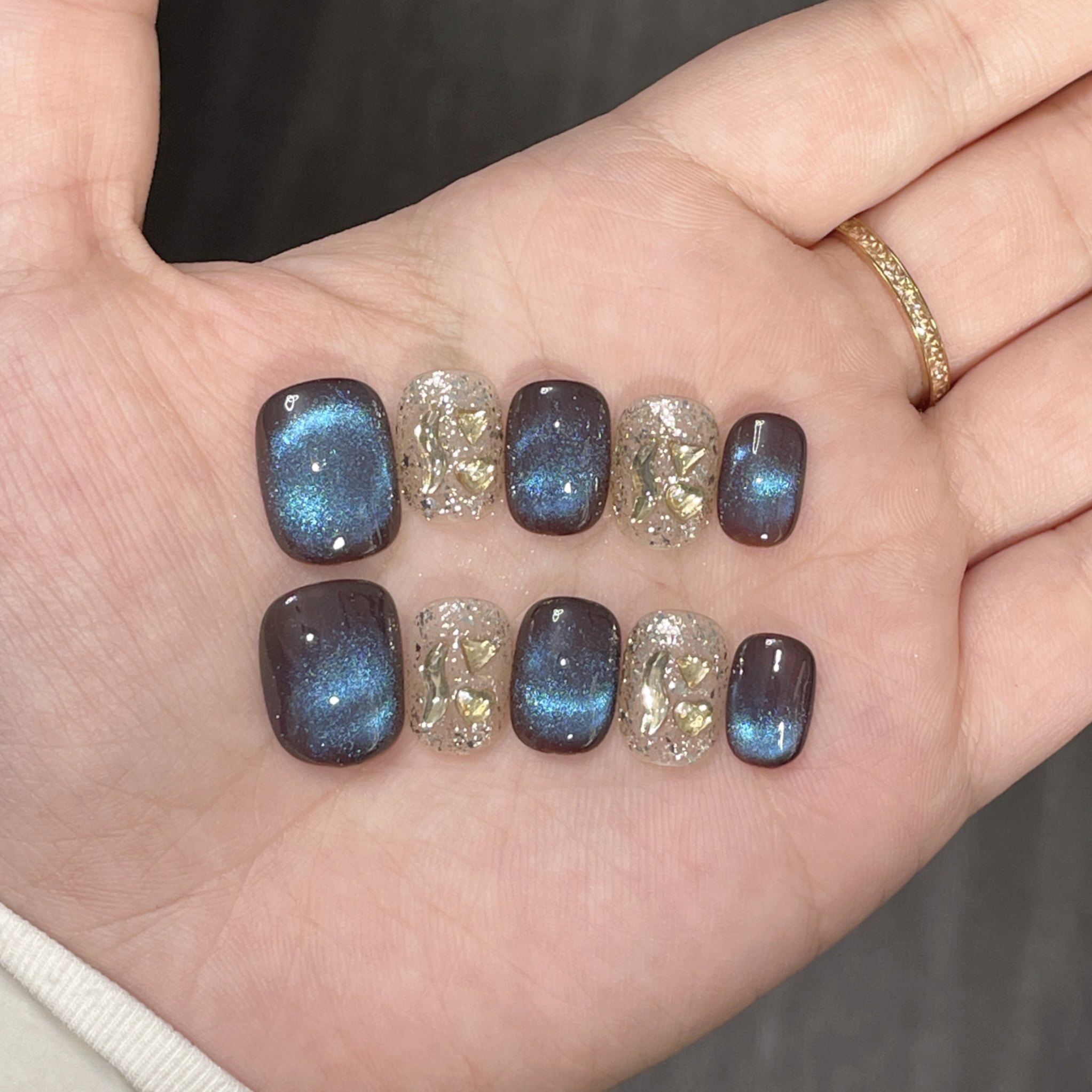 【神秘蓝光】蓝猫眼纯手工穿戴甲美甲贴片可拆卸穿戴甲,彩妆/香水/美妆工具,穿戴甲/甲片,淘宝优惠券,粉丝福利购,淘宝优惠卷