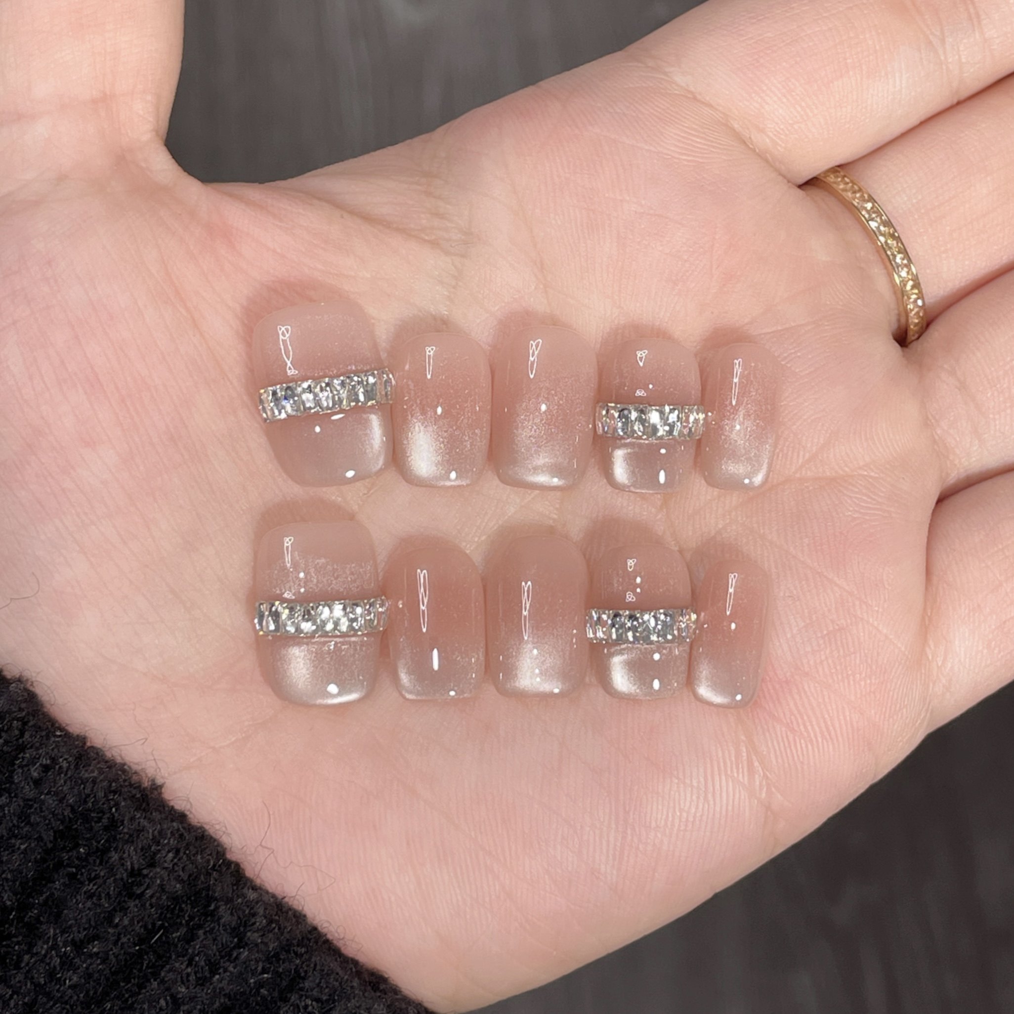 【水木年华】纯手工猫眼镶钻穿戴甲纯欲高级感清冷感美甲,彩妆/香水/美妆工具,穿戴甲/甲片,淘宝优惠券,粉丝福利购,淘宝优惠卷