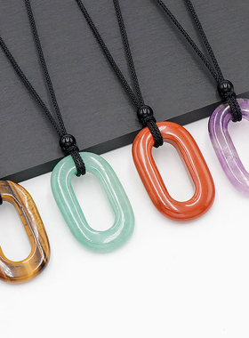 天然玛瑙玉髓平安扣吊坠项链女款锁骨链简约百搭毛衣链挂件配饰品