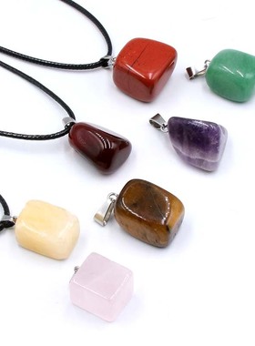 天然石 水晶玛瑙石头不规则吊坠项链 原石玉石小吊坠 跨境货源