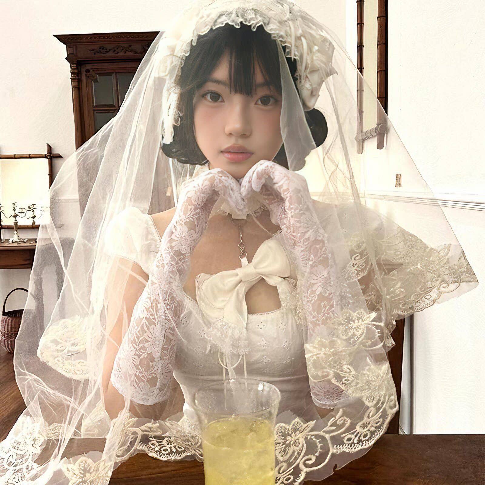 鬼新娘cos白色头纱女成人头饰婚纱万圣节穿搭白哥特风lolita装扮